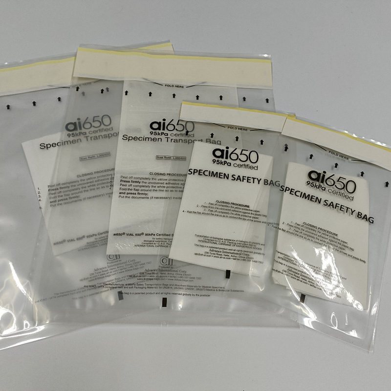 La prenda impermeable y la muestra durable empaqueta los bolsos autos-adhesivo de la cremallera para el bolso del laboratorio del transporte