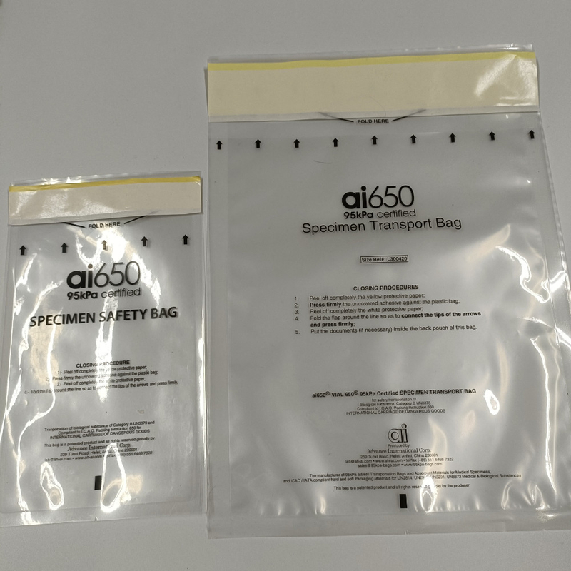 El espécimen amarillo y negro del Biohazard empaqueta 4 Mil Seal Top Specimen Lab que los bolsos para los especímenes de empaquetado de envío venden al por mayor el Pri