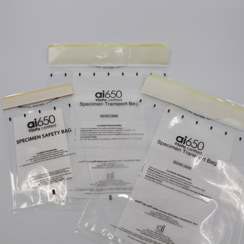 7 Puerta de la bolsa de absorción cubierta UN 2814 95kPa Bolsa de muestra Apariencia blanca 550ml