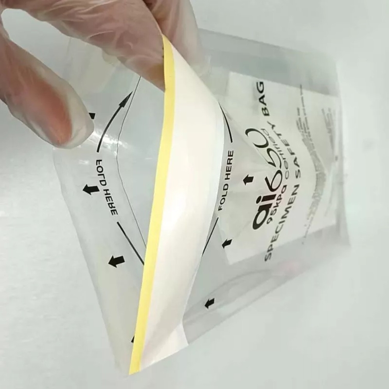 Bolsas de transporte de muestras de riesgo biológico de 95kpa de plástico con cerradura con cremallera para laboratorio
