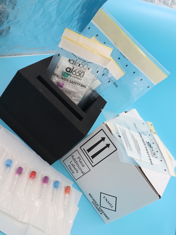 Paquete de hielo de gel refrigerante y bolsas de plástico de 95 kPa para la recolección de muestras de sangre líquida
