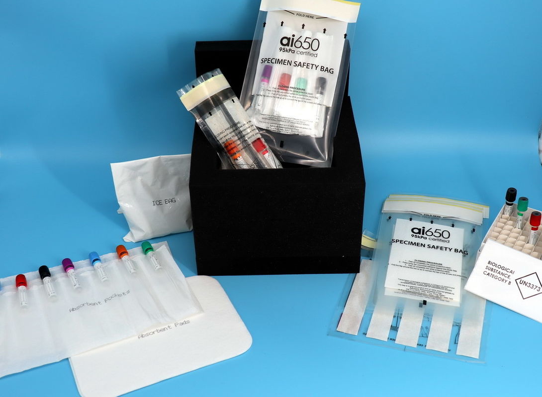 AI650 Bolsa de transporte de muestras de 95 kPa con una manga de bolsillo absorbente de 7 ranuras