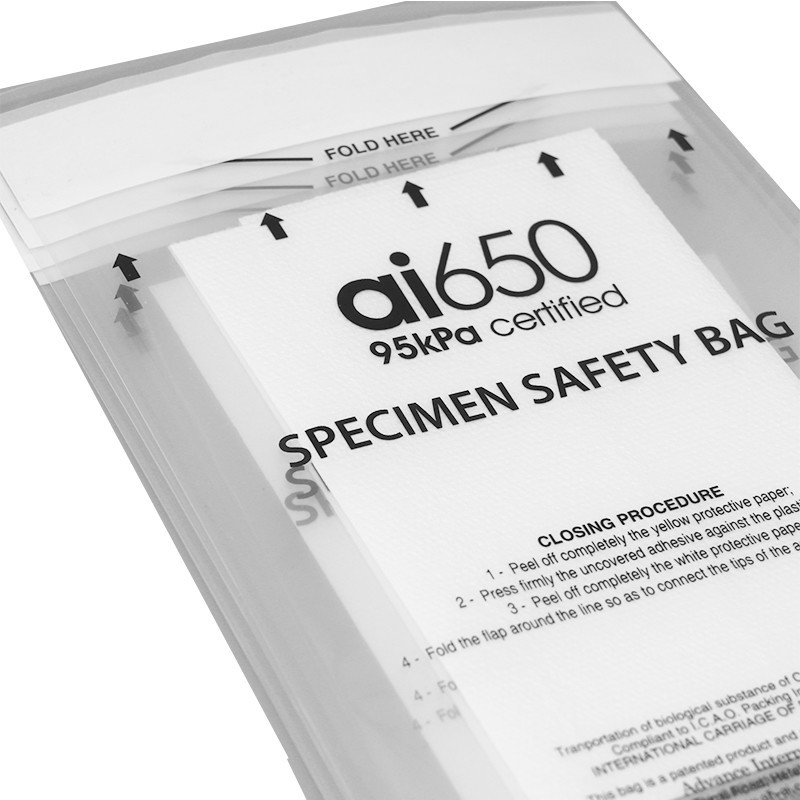 AI650 2mil de espesor LDPE Poly Medical Muestra de transferencia Bolsas de cierre de cerradura para laboratorios de tres paredes Muestra de riesgo biológico Bolsas de cerradura