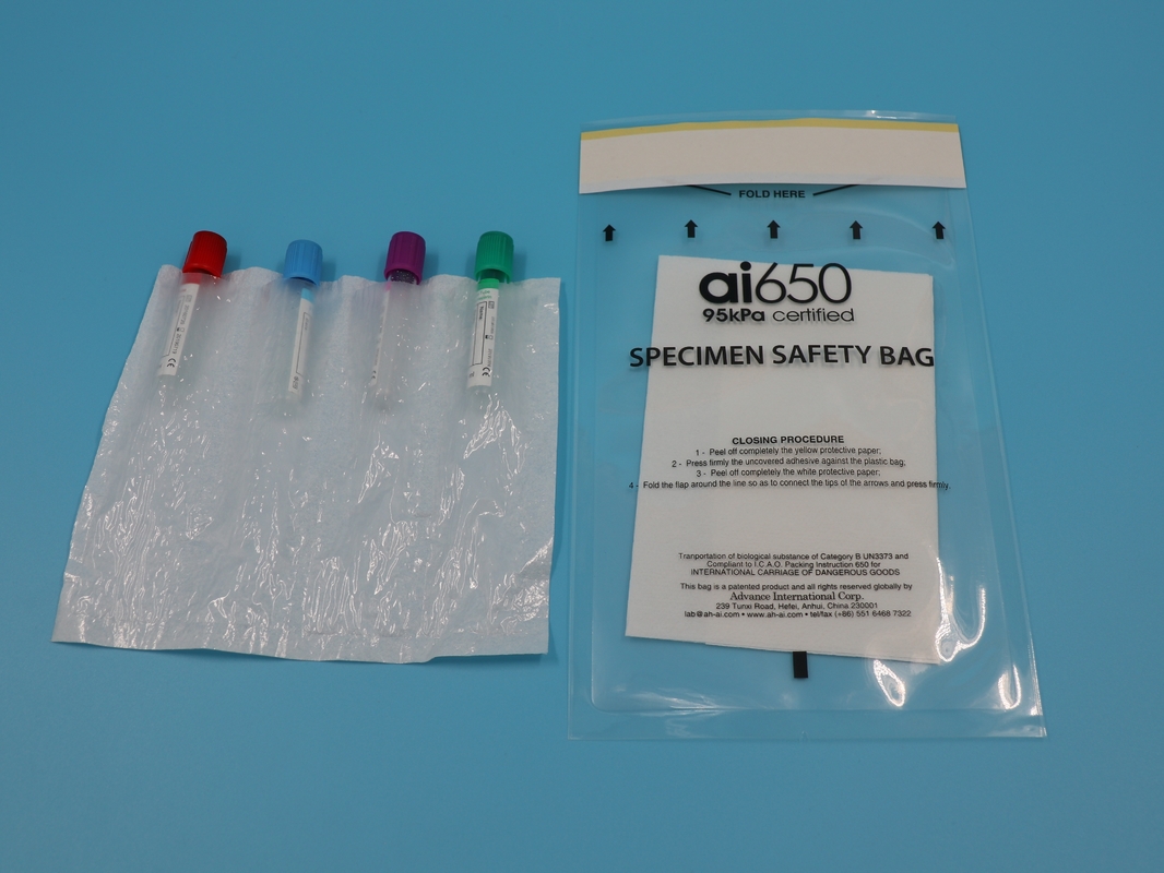 AI650 Bolsa médica biohazard personalizada PE impermeable con cerradura por cremallera Bolsa de muestras para laboratorio