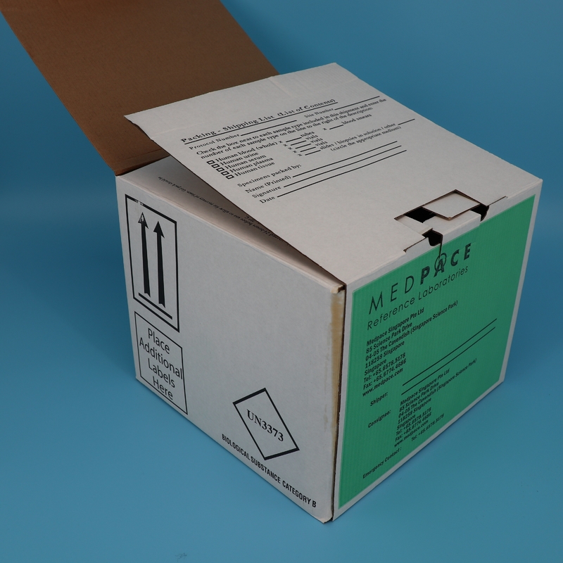 En el caso de las pruebas de coagulación de muestras de laboratorio médico, las cajas de envío / cajas de caída especializadas para el transporte