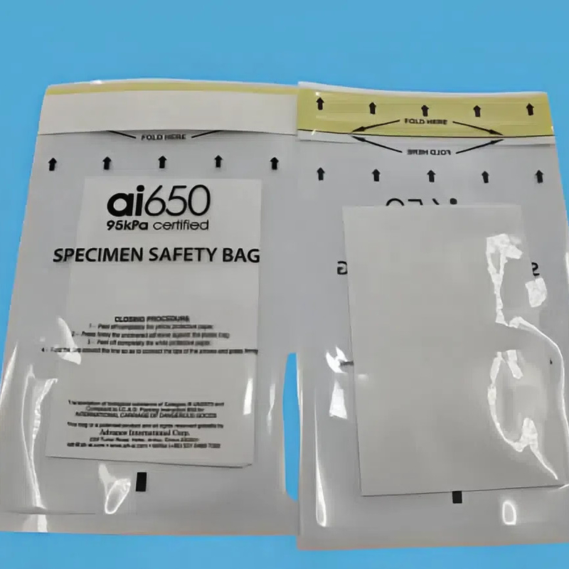 Saco de muestras de riesgo biológico de 95 KPa utilizado para el transporte, bolsas de embalaje de muestras de riesgo biológico
