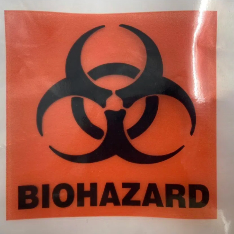 Bolsas de muestras de riesgo biológico 6x9.8in/15x25cm Bolsas de muestras de laboratorio con impresión del logotipo de riesgo biológico