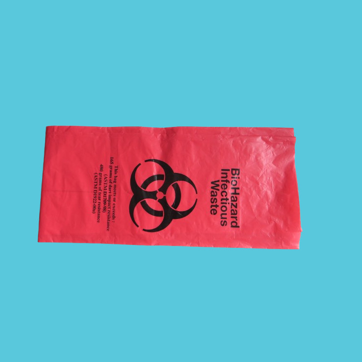No hay fugas Bolsas de basura de riesgo biológico de grado hospitalario 24 'Liner de basura rojo con símbolo de peligro para desechos infecciosos