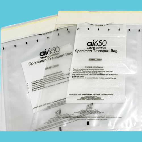 Bolsas de muestras de riesgo biológico transparentes de 95kpa con almohadilla absorbente, cremallera y bolsa de plástico de sellado superior de 150*240mm