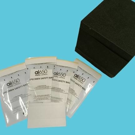 Bolsas de muestras de 95kpa 5.9x9.5 pulgadas con Ai 650 Logotipo de riesgo biológico Cerradura de cierre de cierre de material LDPE