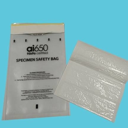 Bolsas de muestras Bolsas de riesgo biológico 4 mil con bolsa de documentos adjunta Bolsas de plástico autoadhesivas de cerradura.