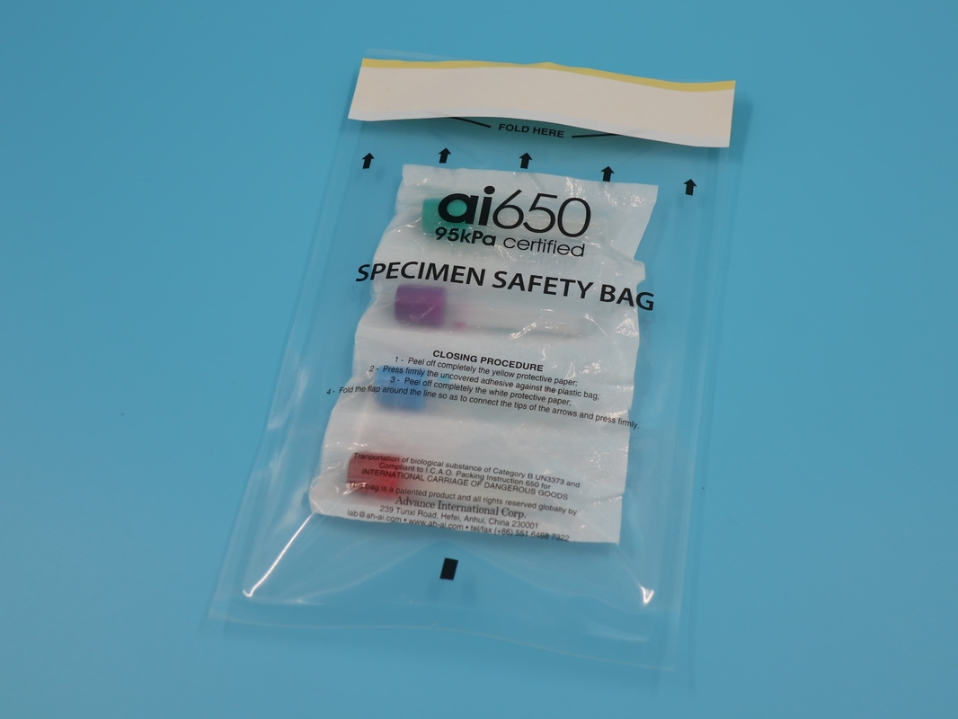 Bolsas de riesgo biológico Bolsas de muestras desechables médicas con almohadillas superabsorbentes y documentos adicionales Bolsillo para el transporte de muestras