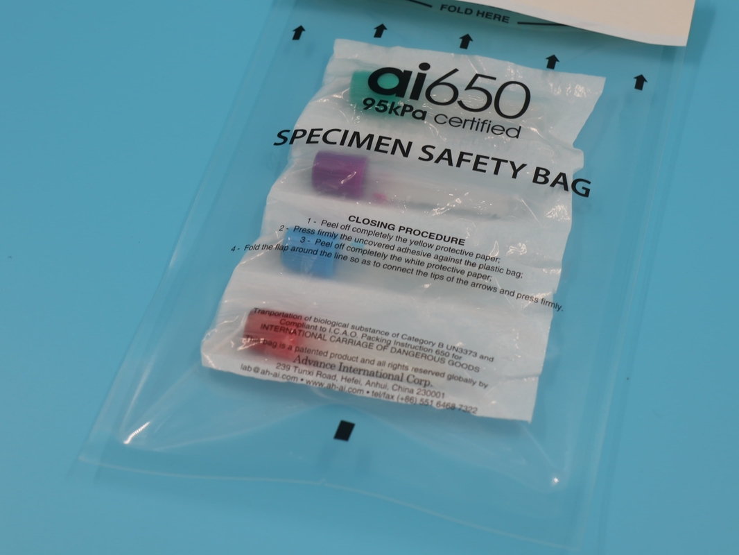 Bolsas de muestras de riesgo biológico personalizables para transporte de muestras de laboratorio, cremallera de plástico de PP y PE para industrias de basura y química