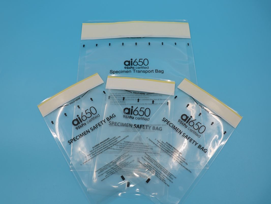 Bolsas de muestras de riesgo biológico médico con almohadilla de absorción Bolsas de muestras con cerradura con cremallera Bolsas de muestras con bolsillo exterior Bolsa de papeleo