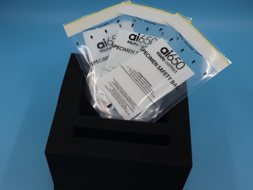 Bolsas de muestras de riesgo biológico de doble capa con mangas absorbentes de 7 ranuras, presión nominal de 95 kPa
