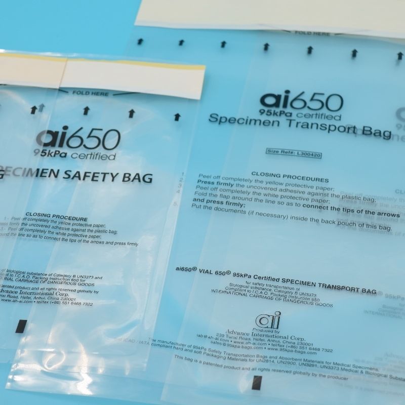 Bolsa de transporte de muestras de 95 kPa con tubos y bolsas absorbentes para muestras médicas, protección a prueba de fugas