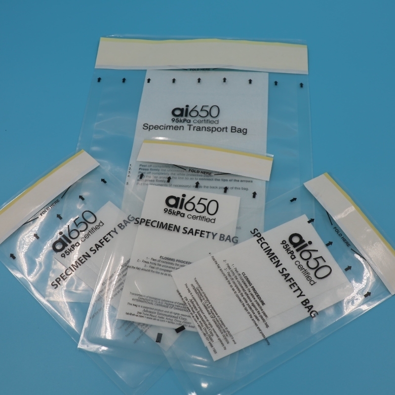 Bolsa de transporte de peligros biológicos de carga pesada 330mmX170mm 95kPa con siete bolsas absorbentes con ranura