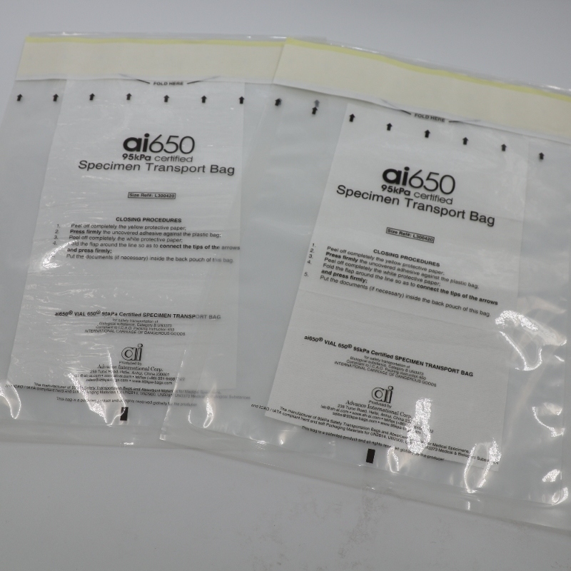 Bolsas transparentes para especímenes médicos UN3373 con bolsa absorbente y caja de envío segura para especímenes