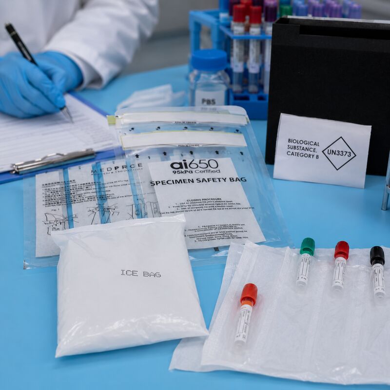 Bolsas de transporte de muestras con presión nominal de 95 kPa: bolsas a prueba de fugas para uso médico y de laboratorio