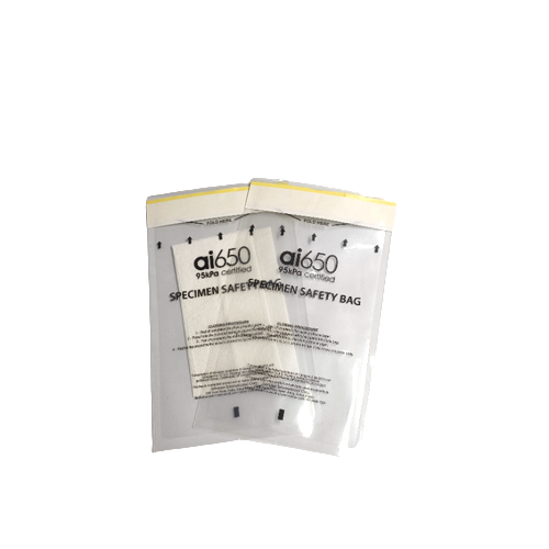 Bolsas desechables para riesgos biológicos AI650 y almohadillas absorbentes - Fundas de 3x4 pulgadas para transporte UN3373