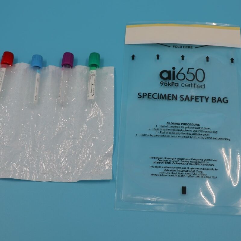 Bolsa de transporte de muestras de 95 kPa, Bolsa de riesgo biológico de 7x12 pulgadas para transporte de sangre y muestras clínicas